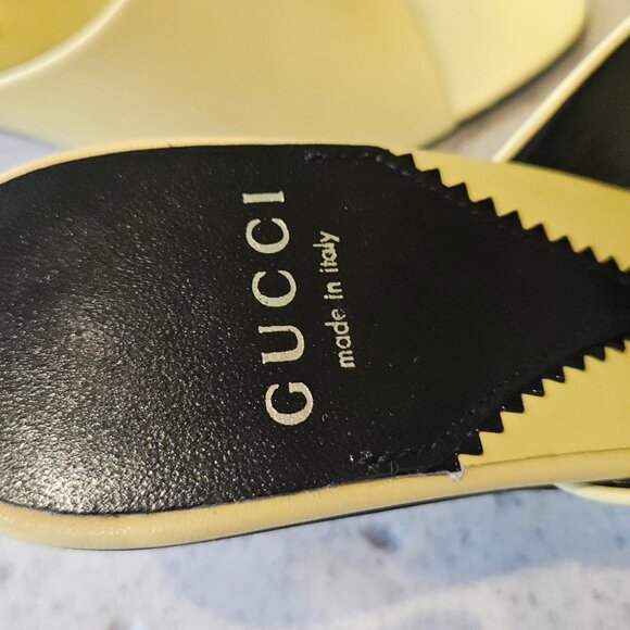 Gucci Interlocking G Heel Sandal 772569 C9D00 - 7412 Light Yellow Size 36+ - Picture 9 of 13